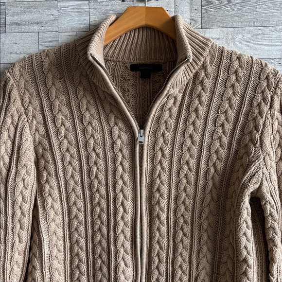 Brown CableKnit Cardigan Sweater women's size medium Express - Picture 2 of 8